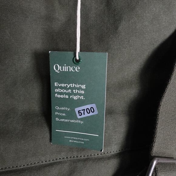 Quince Canvas Convertible Backpack Hunter Green Organic Cotton Leather Trim main image 4